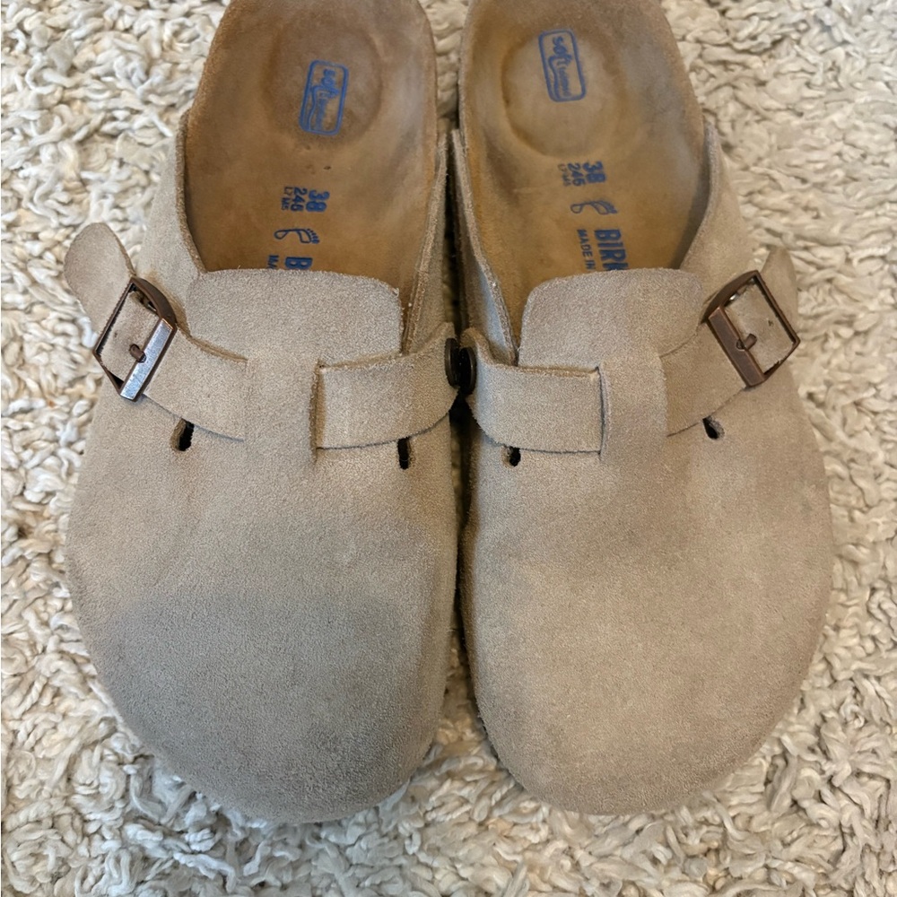 Birkenstock Beige Suede Slip-On Shoes